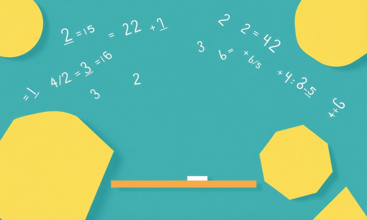 Chalkboard with floating math equations and geometric shapes